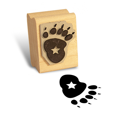 Detailed view of Backpack Bear's Paw Print Stamp