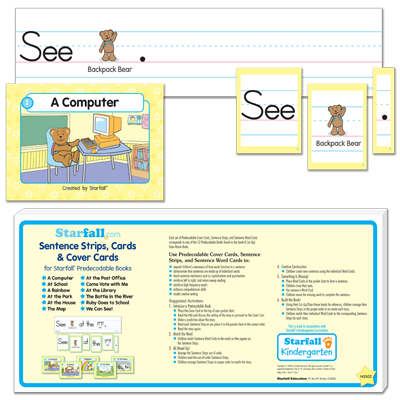 Detailed view of Sentence Strips, Cards & Cover Cards for Backpack Bear's Predecodable Books